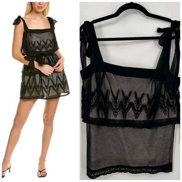 St.Roche Tops - NWT St.Roche Cloud Top Floral Lace Blouse Top Tie Strap Layered Gothic 6